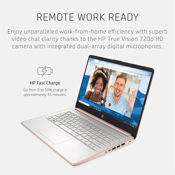 HP Newest 14" Business Laptop,Intel Celeron N4120,16GB RAM,384GB Storage(128GB eMMC+256GB Micro SD),1Year Office 365,Rose Gold - Image 3