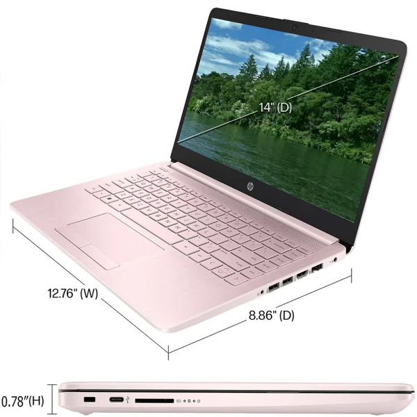 HP Newest 14" Business Laptop,Intel Celeron N4120,16GB RAM,320GB Storage(64GB eMMC+256GB Micro SD),1 Year Office 365,Pink - Image 4