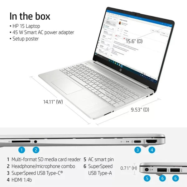 HP 15.6" FHD IPS Flagship Laptop Computer,Intel Core i5-1135G7,16GB RAM,1TB SSD,Iris Xe Graphics,WiFi 6,Windows 11 Home,Silver - Image 6