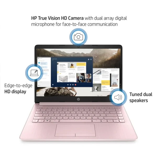 HP Newest 14" Business Laptop,Intel Celeron N4120,16GB RAM,320GB Storage(64GB eMMC+256GB Micro SD),1 Year Office 365,Pink - Image 3