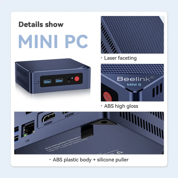 Beelink Mini S12 Inte 12th Gen N95 8G256G Mini S12 Pro N100 Mini PC DDR4 16GB 500GB SSD Desktop Gaming Computer VS T8 Pro - Image 4