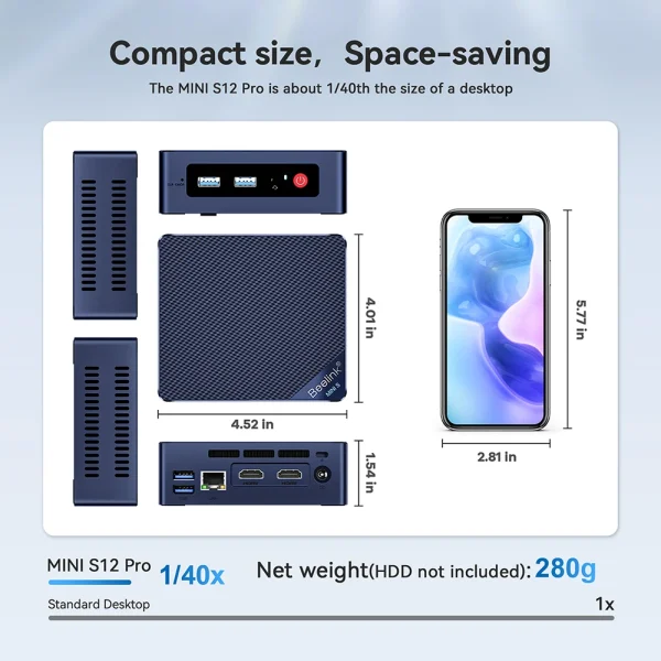 Beelink Mini S12 Inte 12th Gen N95 8G256G Mini S12 Pro N100 Mini PC DDR4 16GB 500GB SSD Desktop Gaming Computer VS T8 Pro - Image 3