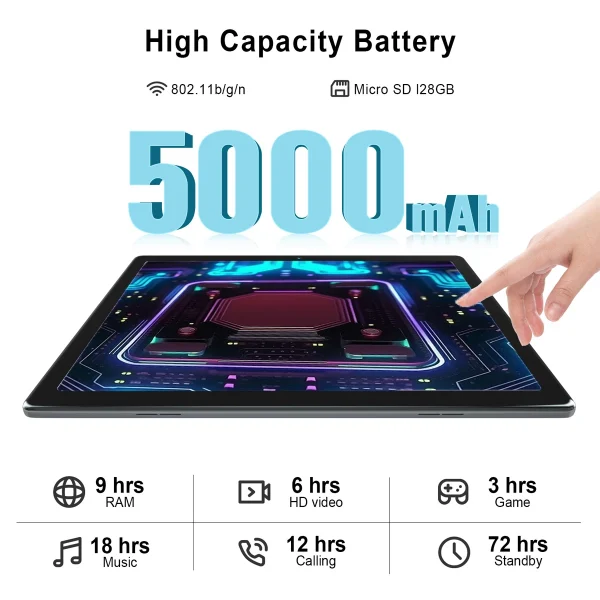 2025 NEW MB1001 Tablets 10.1" 1080P HD Display 2MP+5MP Camera 6GB RAM 64GB ROM 128GB Expandable 5000mAh Battery Android13 Pad PC - Image 5