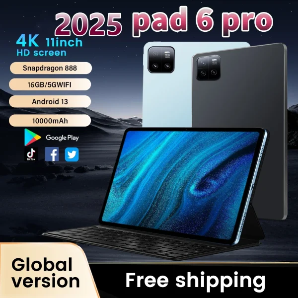 2025 Pad 6 Pro Original Tablet 10.1 inch Android 14 Snapdragon 8gen2 Global 16GB+1024GB 10000mah 5G Dual SIM WIFI HD Full Screen