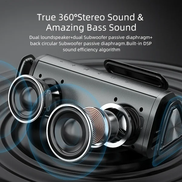 mifa A10+ Portable bluetooth speaker 360° Stereo Sound 20W  IPX7 waterproof wireless bluetooth 5.0 speaker 24-Hour Play time - Image 4