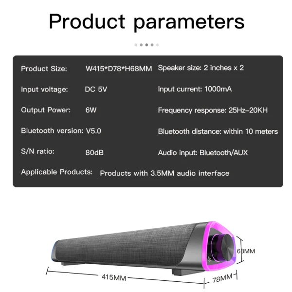 New Wireless Wired Computer TV Stereo Speakers 4D Surround Soundbar Subwoofer Sound Bar FM Radio LED For  Laptop PC Theater Aux - Image 5