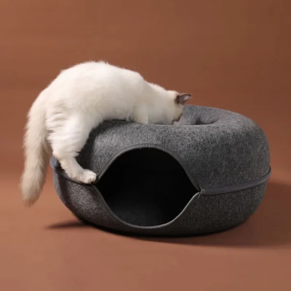 Donut Cat Bed Interactive Tunnel Pet Felt Indoor Toys Cats House Kitten Training Toy Cat Kennel Pets Supplies - Image 4