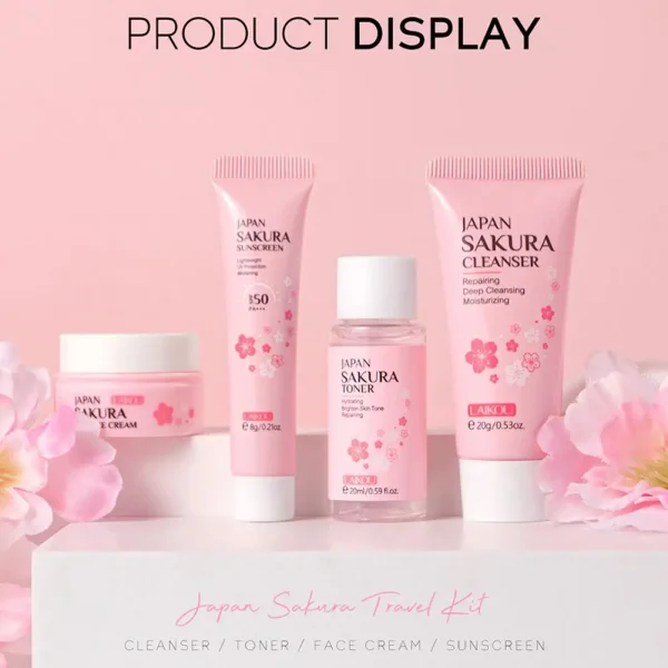 Sakura Skin Care Sets & Kits With Cleanser,Serum,Eye Cream,essence Cream Beauty Products For Women Gift Sets Routine Travel Kit - Image 6