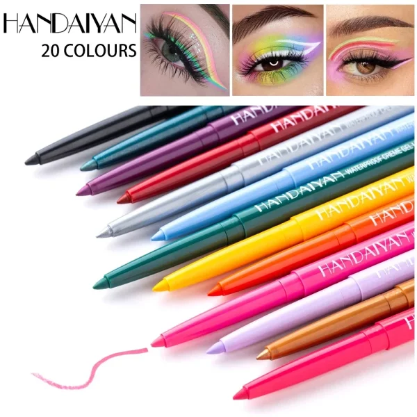 Matte Colorful Eye Liner Pen Cream 20 Colors Eyeliner Gel Pencils Option Easy To Wear Make Up Cosmetics White Yellow Blue Purple - Image 3