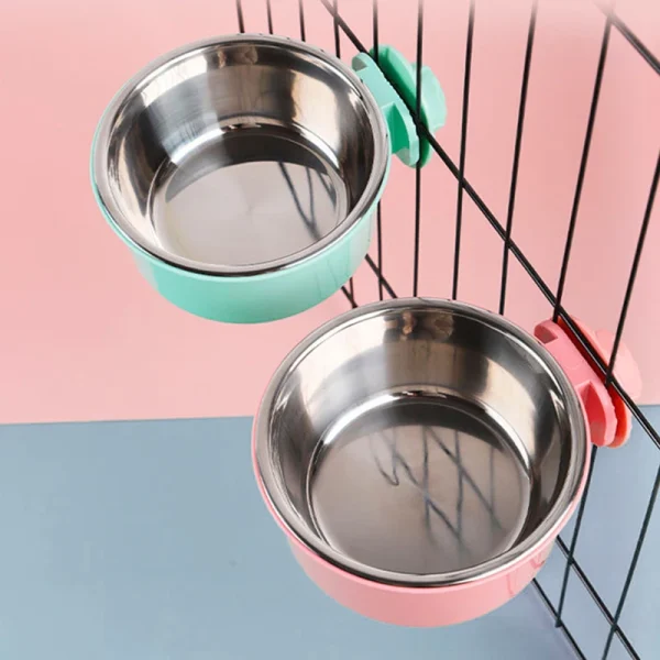 Pet Food Bowl Hanging Stainless Steel Pet Bowl Dogs Cats The 2-in-1 design is detachable Supplies Fixed Cat Bowl Crate Drinking - Image 6