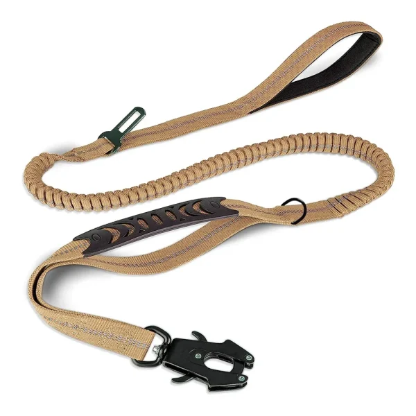 Reflective Shock Absorbing Pet Leashes with Car Seatbelt for Large Dogs Heavy Duty Tactical Bungee Dog Leash No Pull Dog Leash - Image 7
