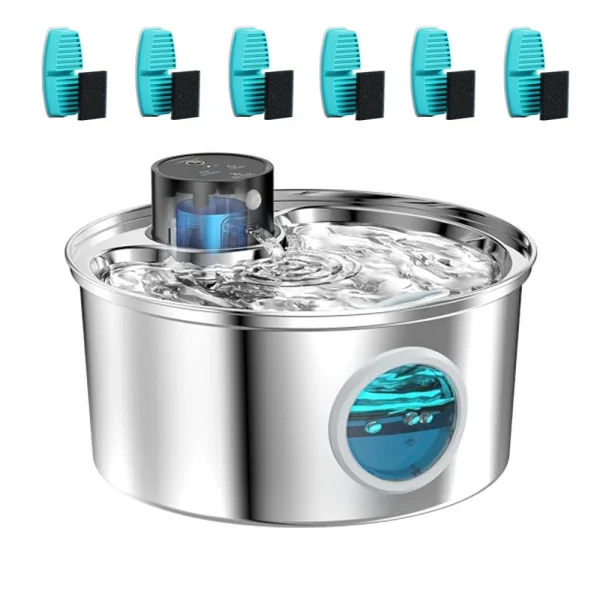 108oz/3.2L Stainless Steel Wireless Cat and Dog Drinker Rechargeable Automatic Pet Drinker Water Fountain Motion Sensor Bowl - Image 7