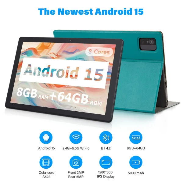 ANRY 2025 Android 15 HD Display 10.1 Inch 8GB(4+4 Expand) RAM+64GB ROM Tablet 5000Mah Dual Camera 5G Wifi A523 Octa-core Tablets - Image 2