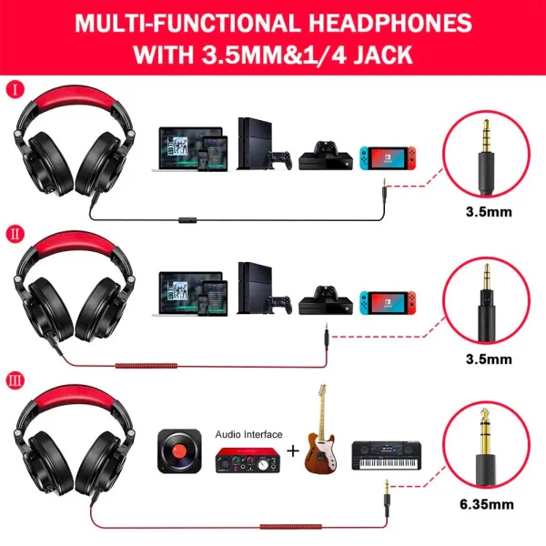 Oneodio Wired Over Ear Headphone With Mic Studio DJ Headphones Professional Monitor Recording & Mixing Headset For Gaming - Image 6