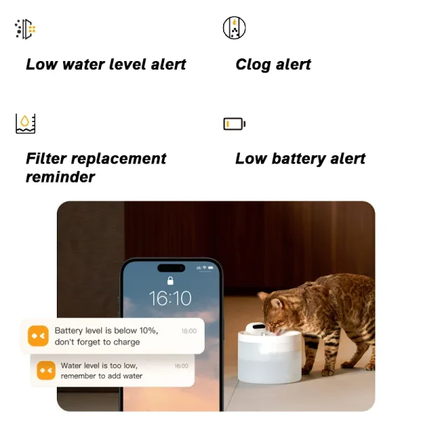 Hiigge Cat Water Fountain SE 70mai Wireless Automatic Pet Drinker for Dog Cordless Water Dispenser with data analysis - Image 5