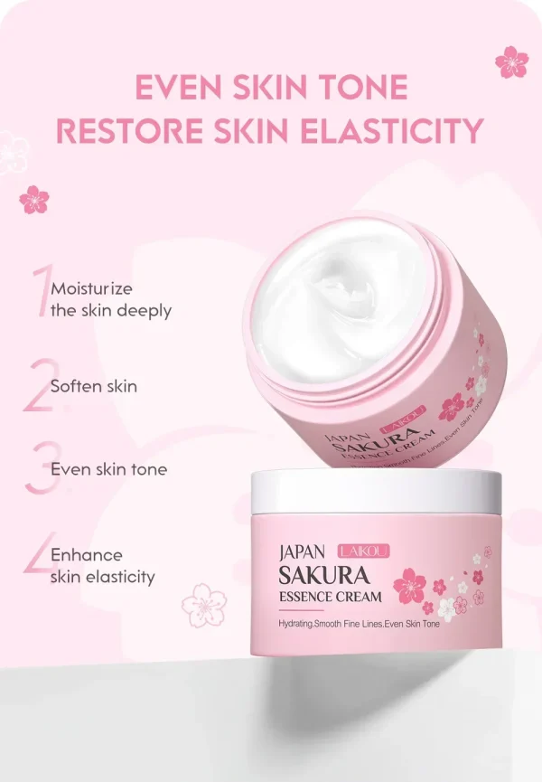 LAIKOU Japan Sakura Face Cream Smoothing Moisturizer Whitening Nourishing Oil Control Skin Care 25g - Image 5
