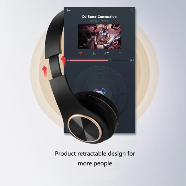T8 Earphones Bluetooth Wireless Gaming Headphones for Pc Audio Headset Sale Collapsible Over-ear With Cable and Mic Hearing Aids - Image 4