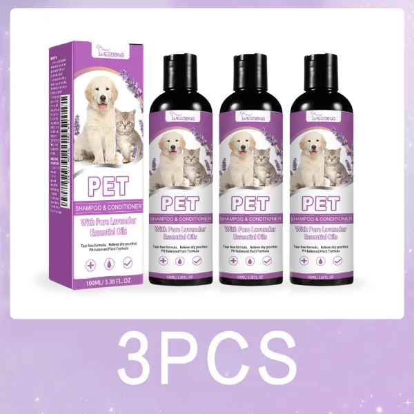 Pet Shampoo and Conditioner 2 in 1 Lavender Dry Sensitive Skin Relief Non Irritating Moisturizing Shampoo for Dogs Cats Puppies - Image 9