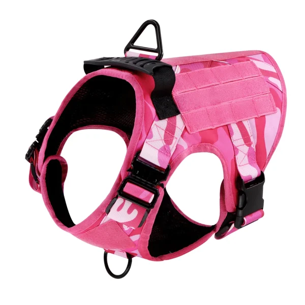 Military Pink Camouflage Dog Harness For Large Medium Dogs Harnesses Leash Adjustable Pet German Shepherd Tactical Training Vest - Image 7