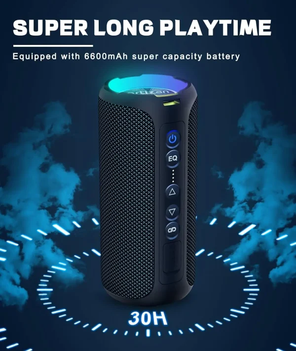 Ortizan X8Pro Bluetooth Speakers,40W Loud Portable Wireless Speaker IPX7 Waterproof Shower Speakers with Bluetooth 5.3 Deep Bass - Image 5