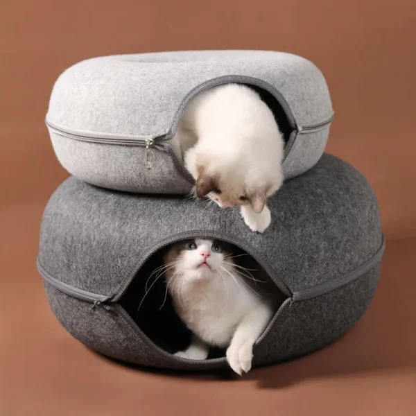 Donut Cat Bed Interactive Tunnel Pet Felt Indoor Toys Cats House Kitten Training Toy Cat Kennel Pets Supplies - Image 2