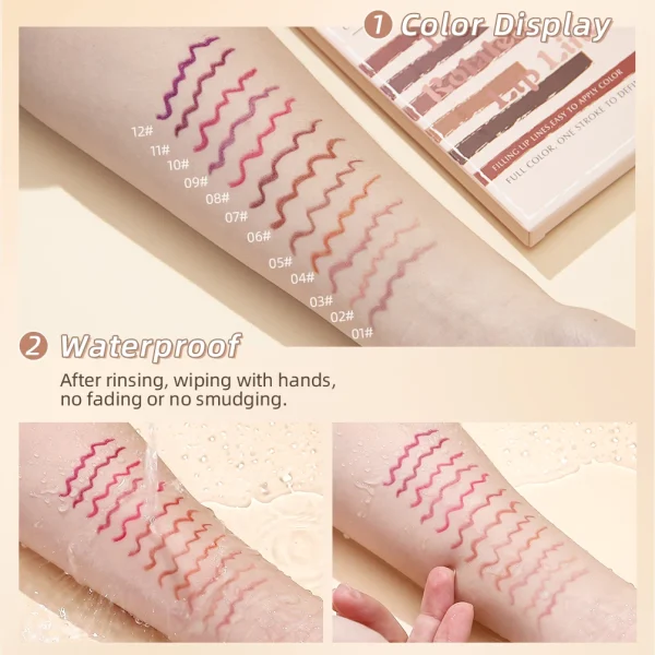 12pcs Lip Liner Pencil Set Matte Nude Contour Lipliner Pencil Lipstick Waterproof Long Lasting Lipstick Pen Lip Tint Cosmetics - Image 5