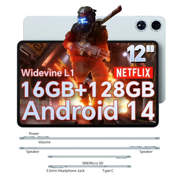 【World Premiere】Teclast T60 Plus 12" 90Hz 2K Display Android 14 L1 MTK Helio G88 6GB/128GB 8000mAh Battery 4G LTE Global Version - Image 7