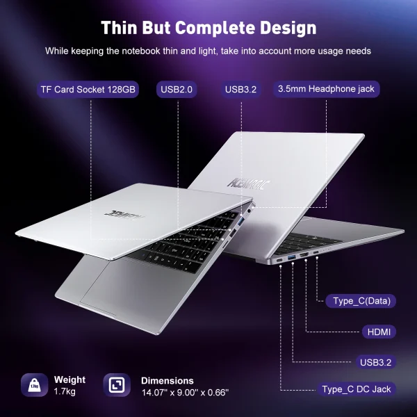 ACEMAGIC 15.6" Ultra Slim Laptop 16GB RAM 512GB SSD Intel N97 Notebook Gamer 1920*1080 Display Office Study Computer Windows 11 - Image 3