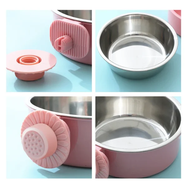 Pet Food Bowl Hanging Stainless Steel Pet Bowl Dogs Cats The 2-in-1 design is detachable Supplies Fixed Cat Bowl Crate Drinking - Image 4
