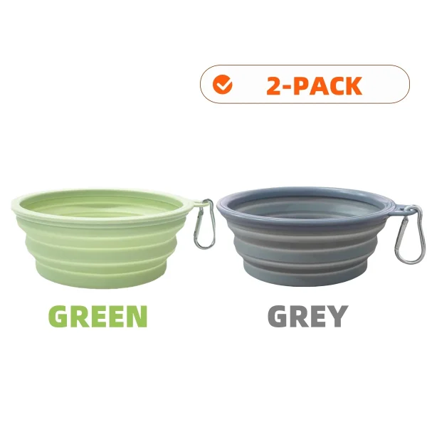 2pcs Collapsible Pet Silicone Dog Food Water Bowl Outdoor Camping Travel Portable Folding Supplies Dishes with Carabiner - Image 9