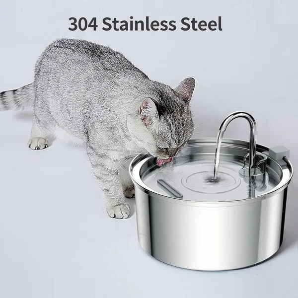 Stainless Steel Pet Water Feeder Cat Automatic Water Fountain USB Electric Mute for Cat Dog Filter Fountain Smart Drinking Bowl - Image 2