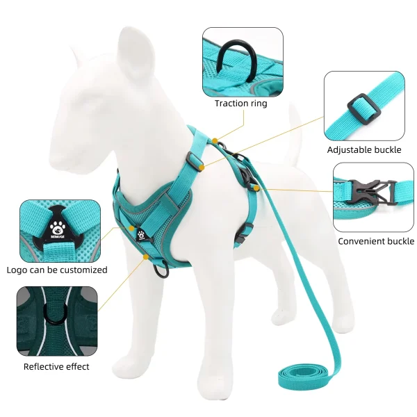Cat Harness and Leash Set Escape Proof For Small Medium Dog Cat Breathable Reflective Adjustable Kitten Chest Strap Pet Supplies - Image 2