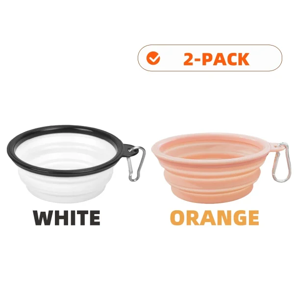2pcs Collapsible Pet Silicone Dog Food Water Bowl Outdoor Camping Travel Portable Folding Supplies Dishes with Carabiner - Image 15