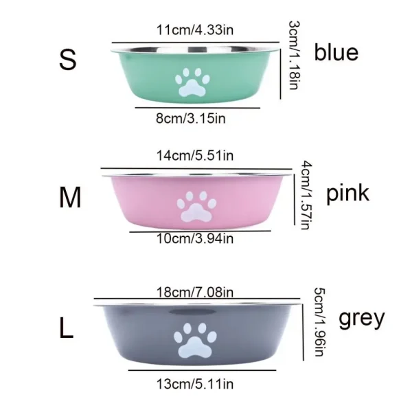 Large Capacity Stainless Steel Dog Bowl Non-slip Bilayer Dog Water Bowl Pet Feeders Cat Paw Pattern Cat Feeding Bowl Home - Image 3