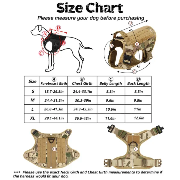 Large Dog Harness Collar Leash Set Military Dog Harnesses Pet Tactical Vest Training German Shepherd For Medium Large Dogs - Image 2