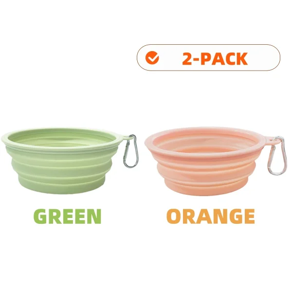 2pcs Collapsible Pet Silicone Dog Food Water Bowl Outdoor Camping Travel Portable Folding Supplies Dishes with Carabiner - Image 14