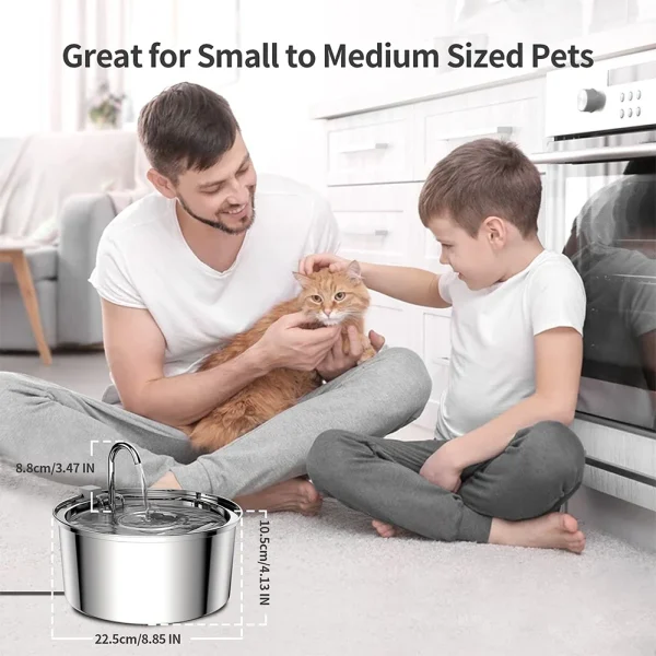 Stainless Steel Pet Water Feeder Cat Automatic Water Fountain USB Electric Mute for Cat Dog Filter Fountain Smart Drinking Bowl - Image 4
