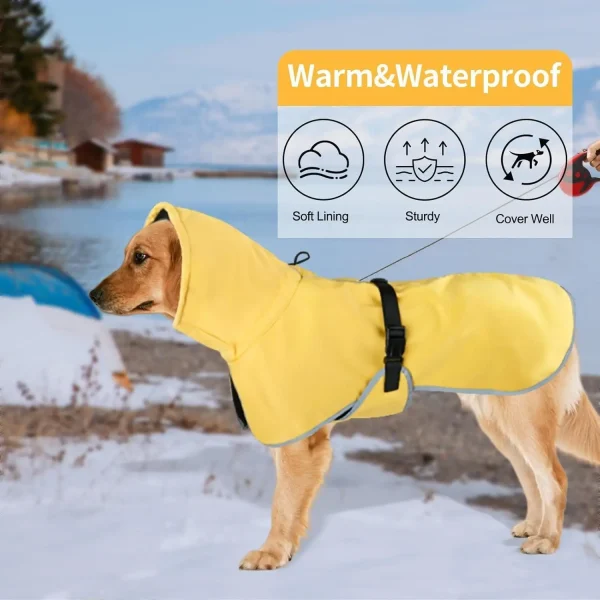 Dog Raincoat Waterproof - Adjustable Dog Poncho Raincoat Lightweight Rain Jacket with Soft Lining for Medium Large Dog Yellow - Image 5