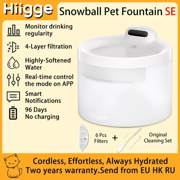 Hiigge Cat Water Fountain SE 70mai Wireless Automatic Pet Drinker for Dog Cordless Water Dispenser with data analysis - Image 9