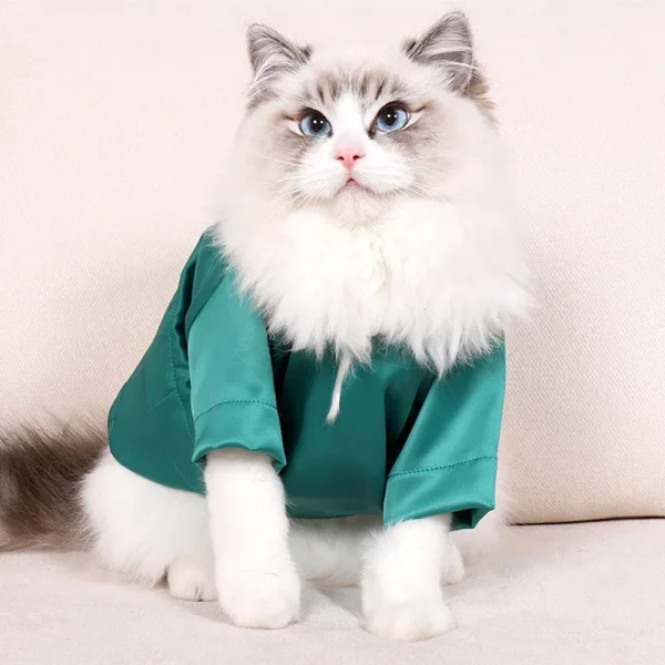 Fashionable Pet Clothes Summer Shirt Cat Wear Silk Dazzle Breathable Thin Non-Stick Fur Traditional Chinese Garments Cat Dresses - Image 3
