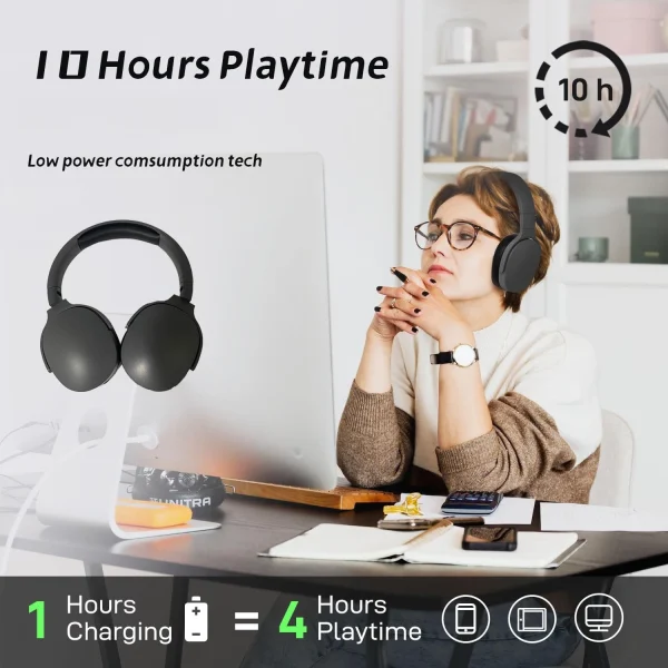 #P2961 Wireless Bluetooth 5.3 Headphones Over Ear Hifi Stereo Headset True Sports With Earphones TF/AUX Music Player with HD Mic - Image 4