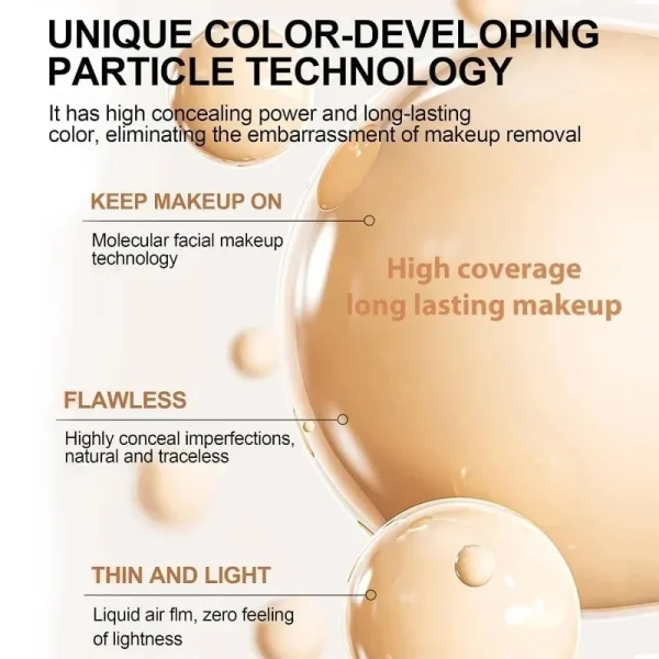 4 in 1 Foundation Liquid Hydrating Medium Full Coverage Concealer SPF 50+ Longwearing Waterproof Foundation Natural Face Makeup - Image 5