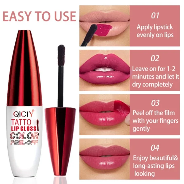 4 Color Liquid Peel-off Lip Gloss Waterproof Long-lasting Matte Lipstick Non-stick Cup Makeup Moisturizing Lip Tattoo Pigment - Image 6