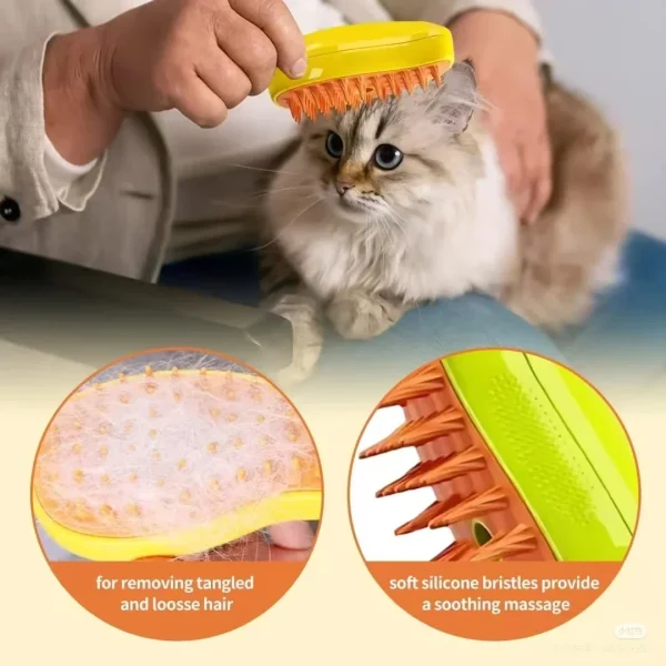 Cat Dog Steamy Brush Steam Brush Electric Sprayer for Massage Pet Grooming tool Shedding 3 in 1 Electric Sprays Massage Combs - Image 4