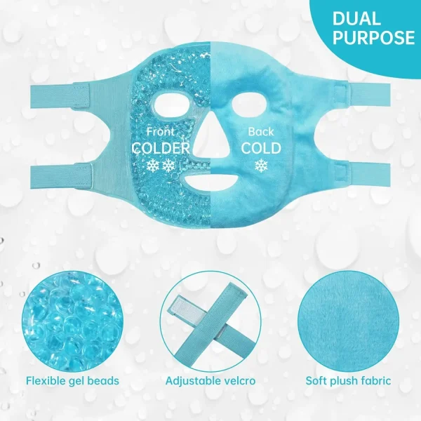SPA Ice Cold and Hot Heat Full Face Eye Mask Sleeping Ice Pack Reduce Face Puff Dark Circles Gel Beads Compress for Woman - Image 5