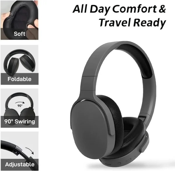 #P2961 Wireless Bluetooth 5.3 Headphones Over Ear Hifi Stereo Headset True Sports With Earphones TF/AUX Music Player with HD Mic - Image 5