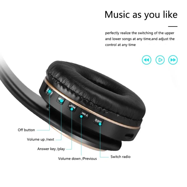 T8 Earphones Bluetooth Wireless Gaming Headphones for Pc Audio Headset Sale Collapsible Over-ear With Cable and Mic Hearing Aids - Image 5