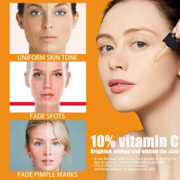 Vitamin C Whitening Face Serum Hyaluronic Remover  Acid Lightens Black Spot Sunburn Anti-oxidation Korean Skincare Products - Image 4
