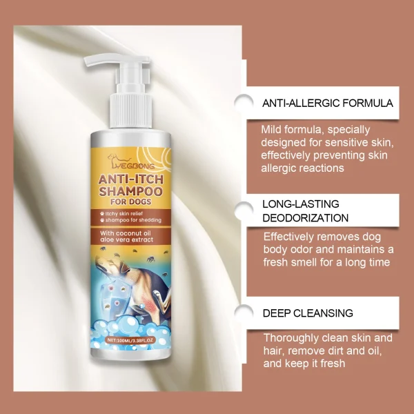 Dog Shampoo Conditioner Moisturizing for Sensitive Skin PH Balanced Anti Itching Flea Killer Dirt Mite Removal Pet Cleaning Foam - Image 2