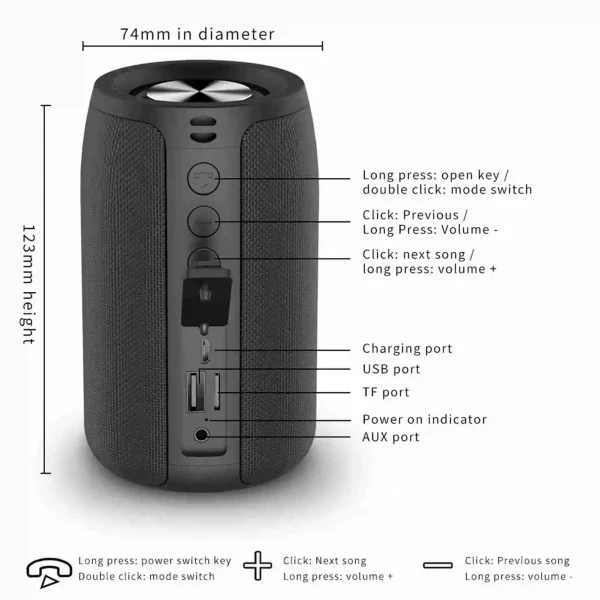 Outdoor Sound Box  S32 Speaker Portable Wireless Bluetooth Speaker 5W Lower Power Consumption Subwoofer for Indoor Outdoor - Image 3